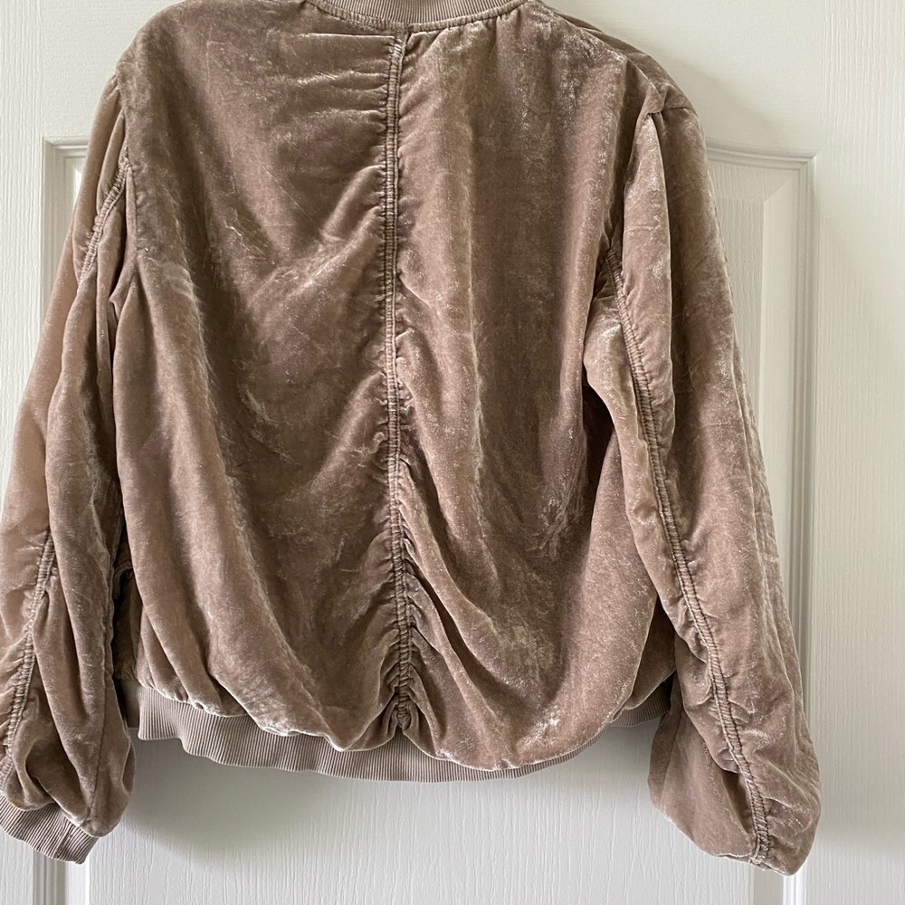 Free people ruched velvet bomber jacket Medium